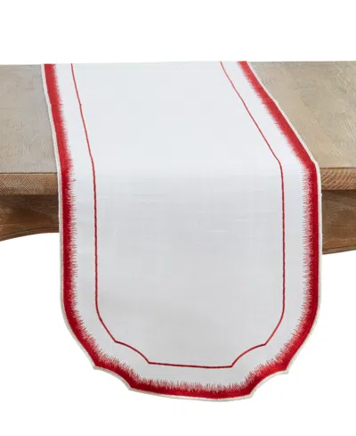 Saro Lifestyle Elegant Embroidery Detail Table Runner, 16" X 70" In Red