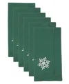 Saro Lifestyle Embr'd Snowflake Hemstitch Napkin, Set Of 6 In Green