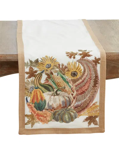 Saro Lifestyle Embroidered Cornucopia Table Runner, 16" X 72" In Multi