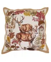 Saro Lifestyle Embroidered Deer Poly Filled Decorative Pillow, 20" X 20" In Multi