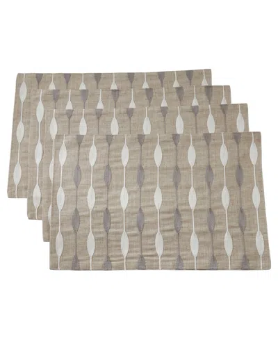 Saro Lifestyle Embroidered Design Placemats, Set Of 4 In Brown