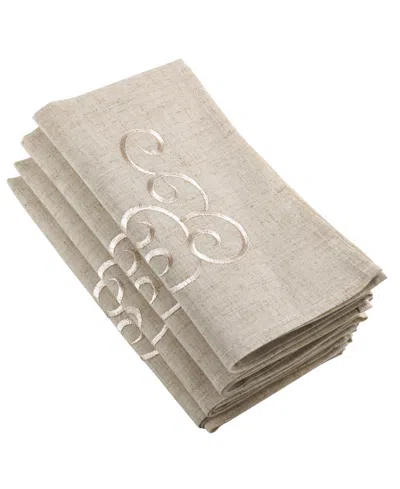 Saro Lifestyle Embroidered Design Table Napkins, Set Of 4 In Gray