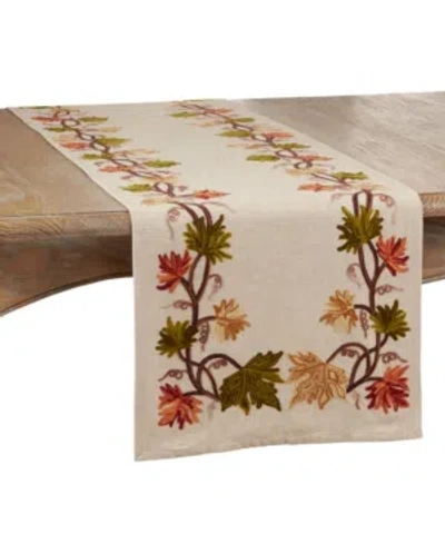 Saro Lifestyle Embroidered Fall Leaf Runner In Multi