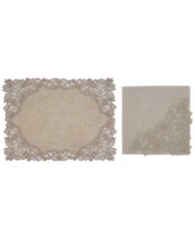 Saro Lifestyle Embroidered Lace Napkin Placemat Set Of 2 In Natural