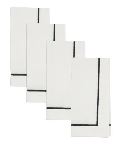 Saro Lifestyle Embroidered Line Design Napkins, Set Of 4 In White