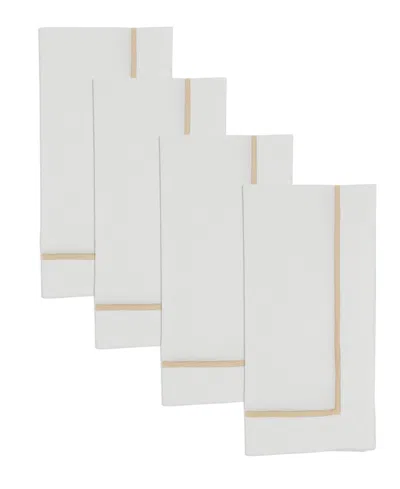 Saro Lifestyle Embroidered Line Design Napkins, Set Of 4 In White