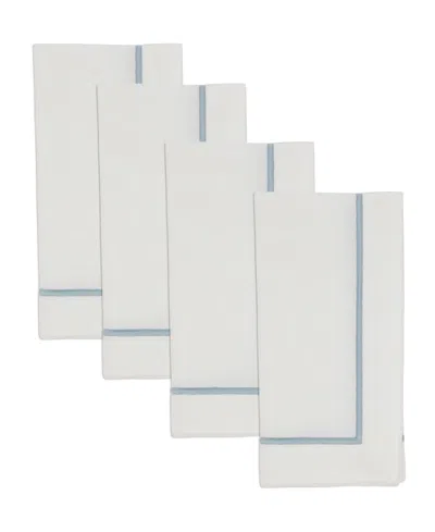 Saro Lifestyle Embroidered Line Design Napkins, Set Of 4 In White
