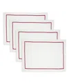 Saro Lifestyle Embroidered Line Design Placemat, Set Of 4 In Red
