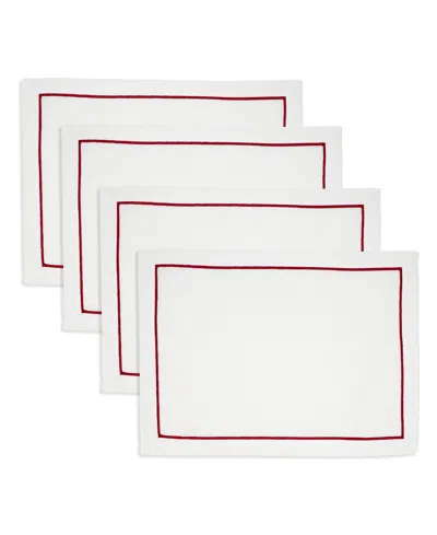 Saro Lifestyle Embroidered Line Design Placemat, Set Of 4 In Red