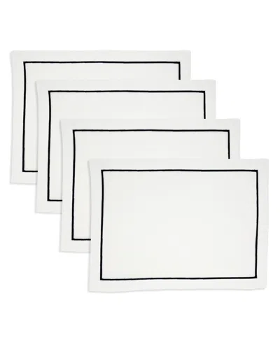 Saro Lifestyle Embroidered Line Design Placemat, Set Of 4 In Black