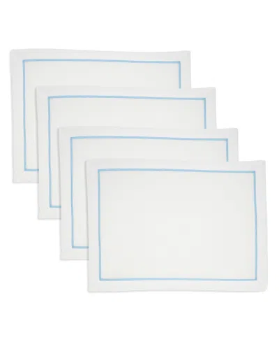 Saro Lifestyle Embroidered Line Design Placemat, Set Of 4 In Blue