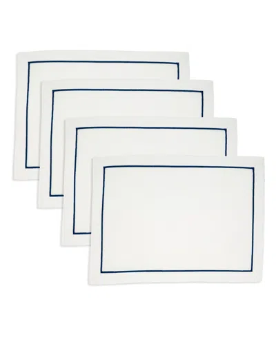 Saro Lifestyle Embroidered Line Design Placemat, Set Of 4 In Blue