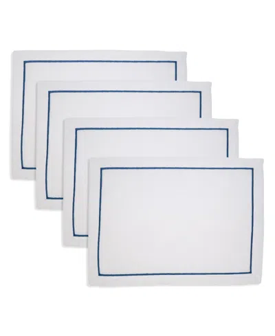 Saro Lifestyle Embroidered Line Design Placemat, Set Of 4 In Blue