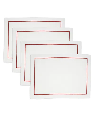 Saro Lifestyle Embroidered Line Design Placemat, Set Of 4 In Brown