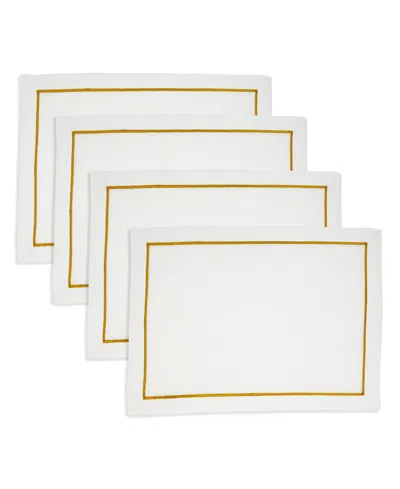 Saro Lifestyle Embroidered Line Design Placemat, Set Of 4 In Gold