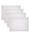 Saro Lifestyle Embroidered Line Design Placemat, Set Of 4 In Pink