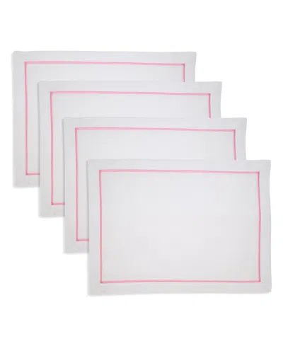 Saro Lifestyle Embroidered Line Design Placemat, Set Of 4 In Pink