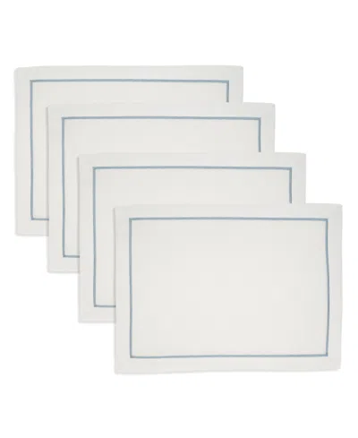 Saro Lifestyle Embroidered Line Design Placemat, Set Of 4 In Silver