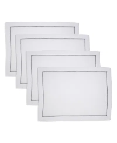 Saro Lifestyle Embroidered Line Design Placemat, Set Of 4 In Silver