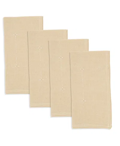 Saro Lifestyle Embroidered Napkin, Set Of 4 In Brown