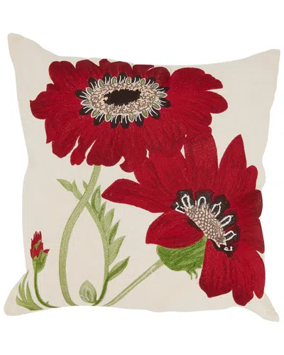 Saro Lifestyle Embroidered Pillow In Red