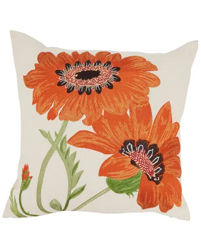 Saro Lifestyle Embroidered Pillow In Orange