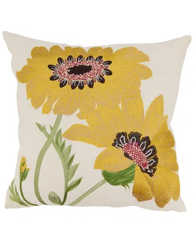 Saro Lifestyle Embroidered Pillow In Yellow