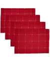 Saro Lifestyle Embroidered Placemat, Set Of 4 In Red