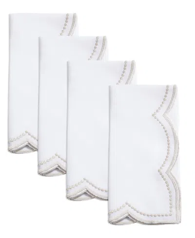 Saro Lifestyle Embroidered Polka Dot Napkin, Set Of 4 In Champagne