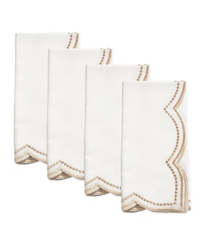 Saro Lifestyle Embroidered Polka Dot Napkin, Set Of 4 In Gold