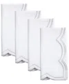 Saro Lifestyle Embroidered Polka Dot Napkin, Set Of 4 In Silver