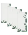 Saro Lifestyle Embroidered Polka Dot Napkin With Scallop Edge, Set Of 4 In Green