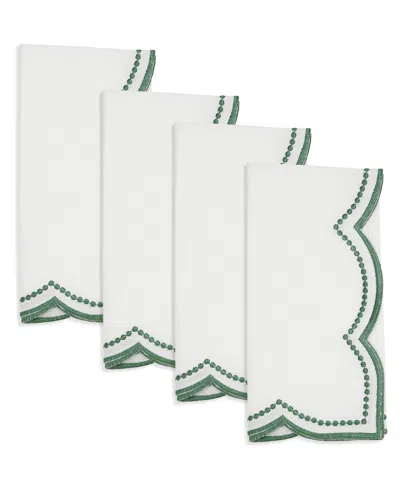 Saro Lifestyle Embroidered Polka Dot Napkin With Scallop Edge, Set Of 4 In Green