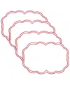 Saro Lifestyle Embroidered Polka Dot Placemat With Scallop Edge, Set Of 4 In Red