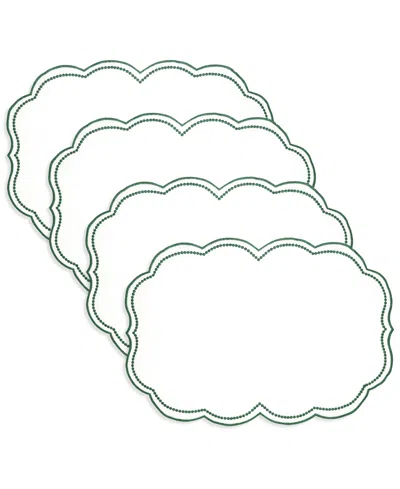 Saro Lifestyle Embroidered Polka Dot Placemat With Scallop Edge, Set Of 4 In Green
