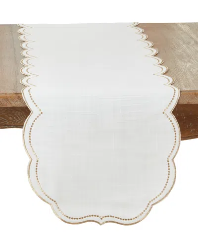 Saro Lifestyle Embroidered Polka Dot Table Runner, 16" X 70" In Gold