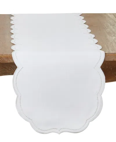 Saro Lifestyle Embroidered Polka Dot Table Runner, 16" X 70" In Silver