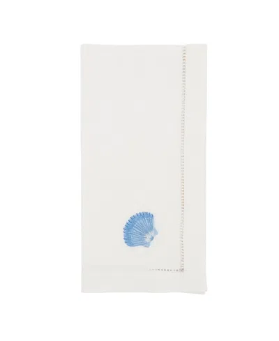 Saro Lifestyle Embroidered Seashell Serenity Napkin Set Of 6, 20"x20" In Brown