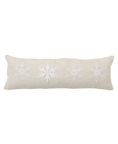 Saro Lifestyle Embroidered Snowflake Poly Filled Decorative Pillow, 13" X 40" In Nude