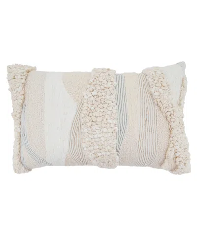 Saro Lifestyle Embroidered Stripe Decorative Pillow, 14" X 22" In Multi