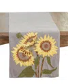 Saro Lifestyle Embroidered Sunflower Table Runner, 16" X 72" In Gray