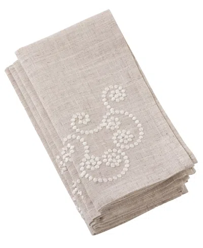 Saro Lifestyle Embroidered Swirl Design Napkins, Set Of 4 In Gray