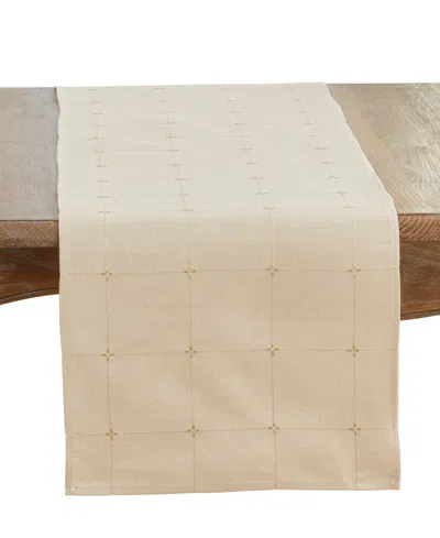 Saro Lifestyle Embroidered Table Runner, 16" X 70" In Brown
