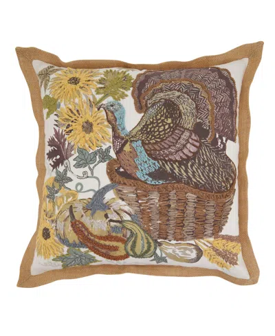 Saro Lifestyle Embroidered Turkey Down Filled Decorative Pillow, 20" X 20" In Animal Print