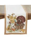 Saro Lifestyle Embroidered Turkey Table Runner, 16" X 72" In Multi