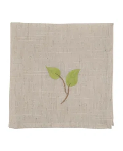 Saro Lifestyle Embroidered Vine Napkin Set Of 4 In Natural