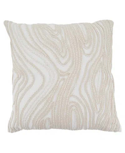 Saro Lifestyle Embroidered Wave Decorative Pillow, 18" X 18" In Neutral