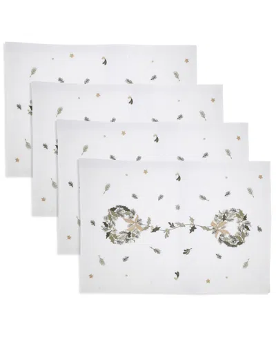 Saro Lifestyle Embroidered Wreath Placemat, Set Of 4 In White