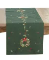 Saro Lifestyle Embroidered Wreath Table Runner, 16" X 70" In Green