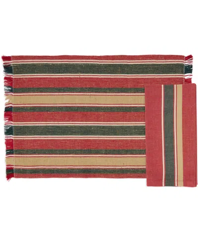 Saro Lifestyle Everyday Plaid Placemats And Napkins, Set Of 8 In Red,green